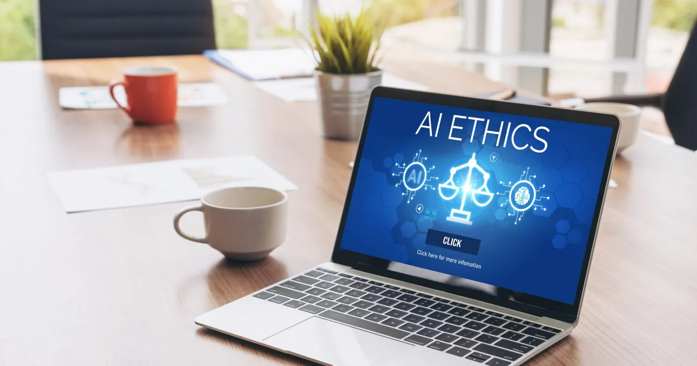 Écran d'ordinateur affichant une page sur l'éthique de l'intelligence artificielle